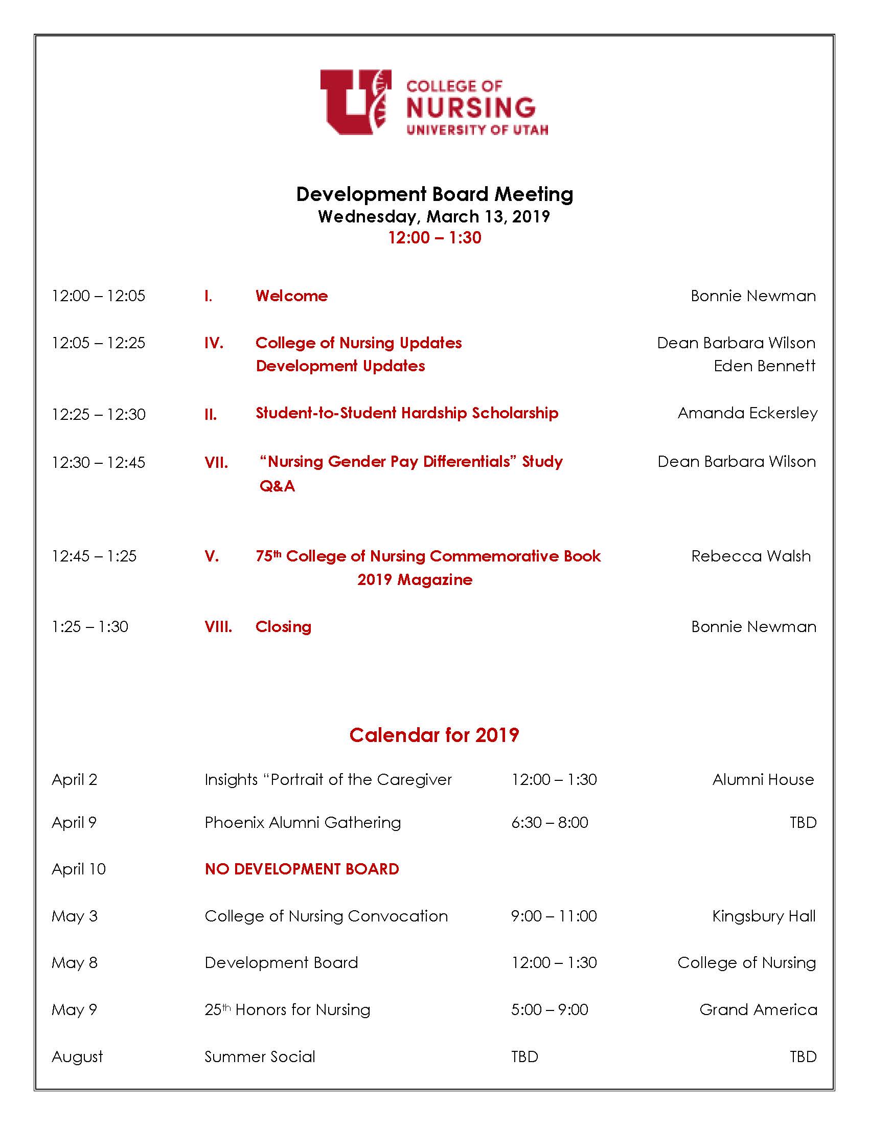 Board Meeting March 2019