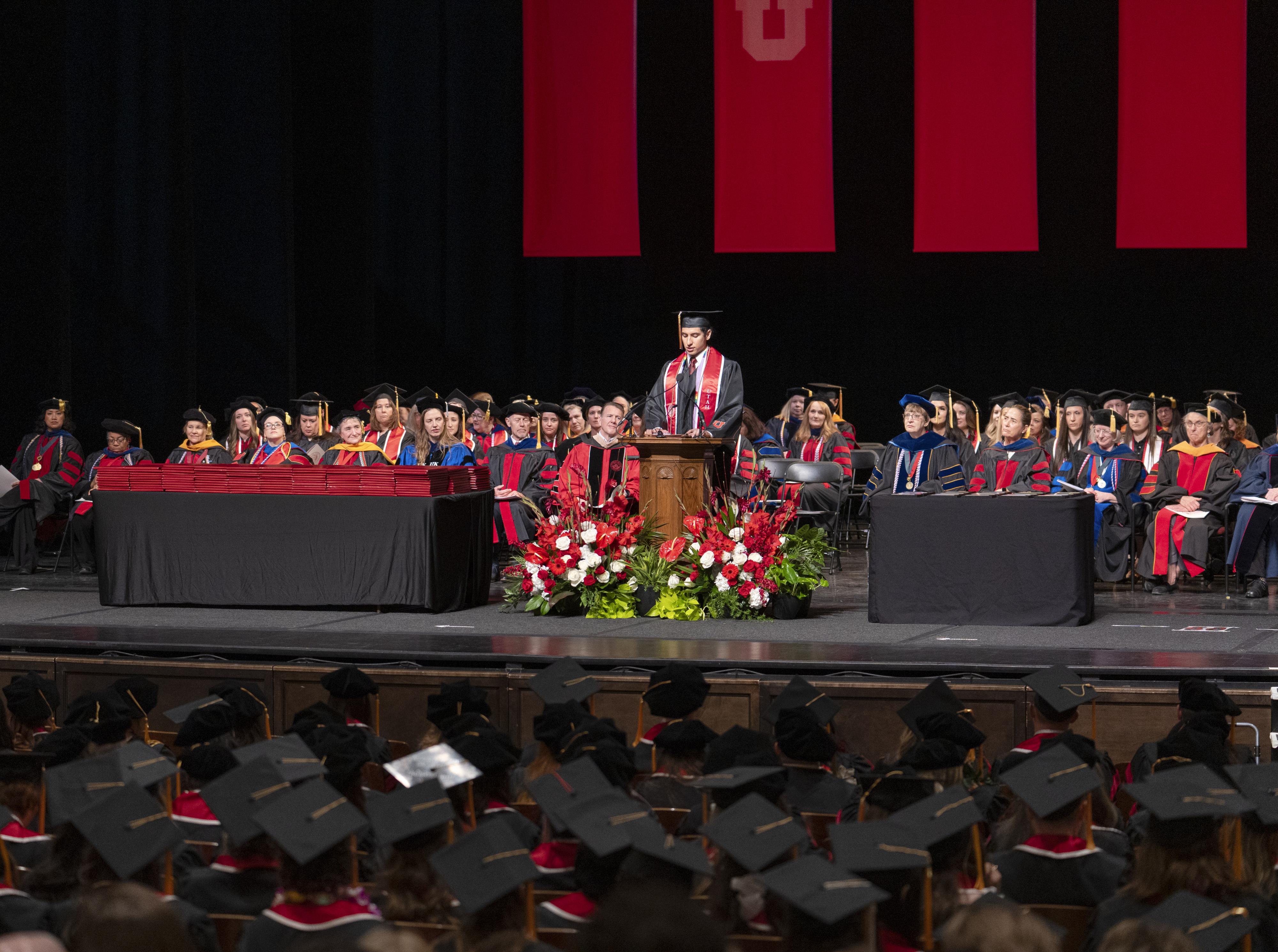 Lucas Virhuez Nunez speaks from the podium